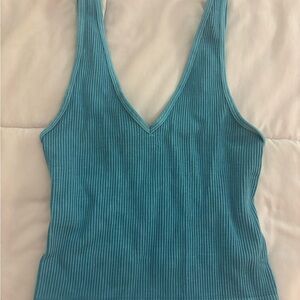 Chic Teal V-Neck Ribbed Camisole